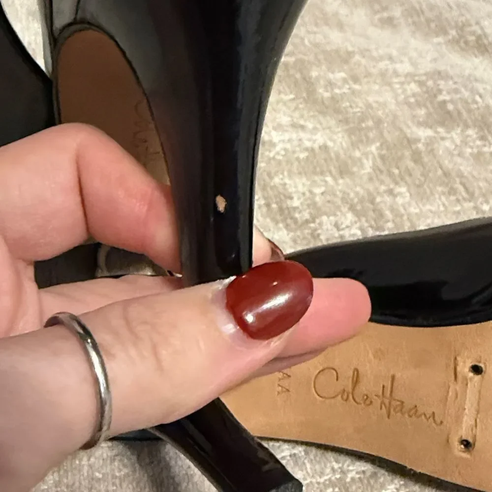 Cole Haan Black Patent Slingback Heels